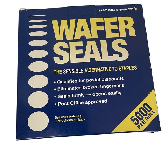 Wafer Seals 5000 Per Roll Easy Pull Dispenser For Mailing  Crafts - Picture 2 of 5